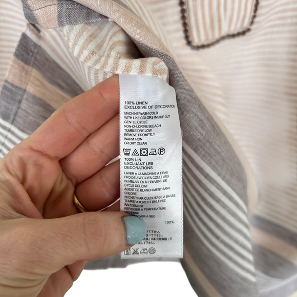 Tommy Bahama Linen Blend Striped V Neck Tunic Top Women's M/M - Picture 8 of 10